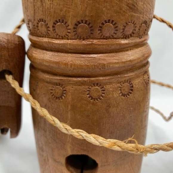 Unique Old Primitive Hand Carved Wooden Cow Goat Bell - Picture 7 of 10